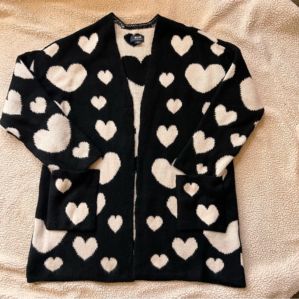 Maeve by Anthropologie Halley hearts grannie cardigan pockets very oversized S - Picture 7 of 13